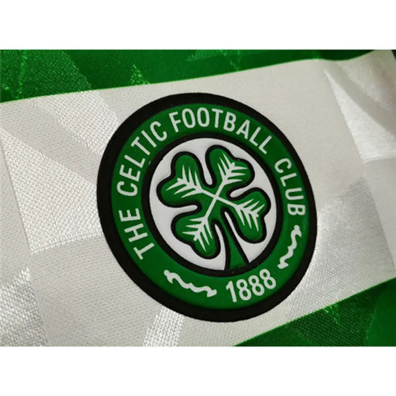 Maglia retro a maniche lunghe di casa di Celtic 1989-91 - Bianca/Verde