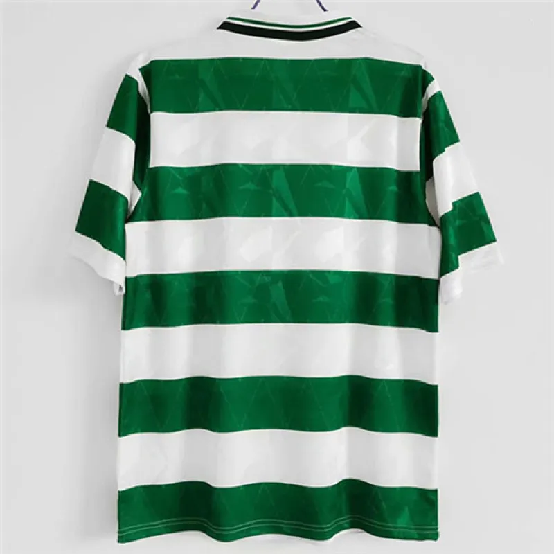 Maglia retro a maniche lunghe di casa di Celtic 1989-91 - Bianca/Verde