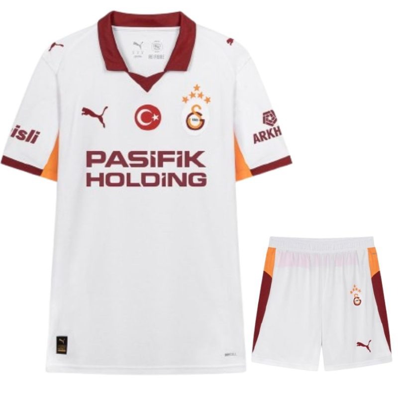 Camiseta infantil + pantalones cortos fuera de casa del Galatasaray 2025/26 - Blanco