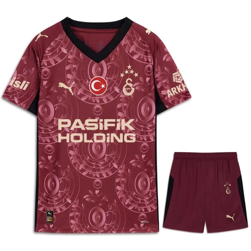 Galatasaray 2025/26 Tercera camiseta + pantalones cortos para niños - Rojo