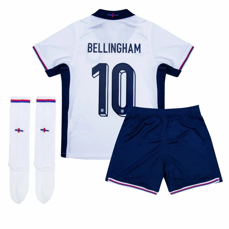Kit domicile pour enfants de l'Angleterre 2024/25 de Jude Bellingham - Blanc