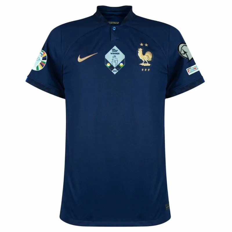 The French national team's 2024 home European Cup children's kit jersey - Blue