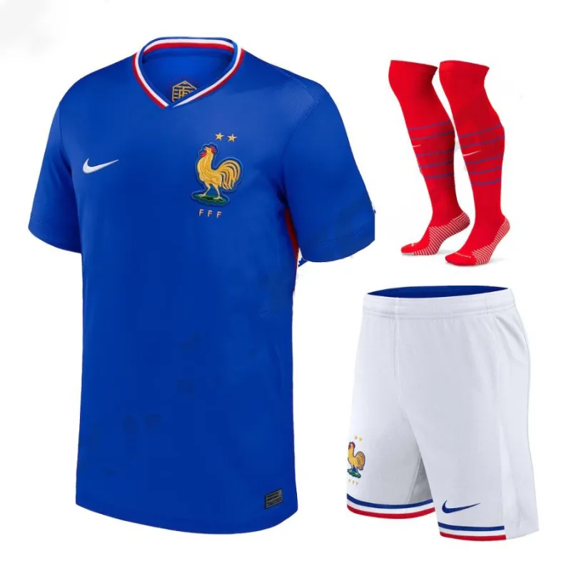 Le maillot du kit d'enfant domicile de l'équipe nationale de France en 2024/25 - Bleu