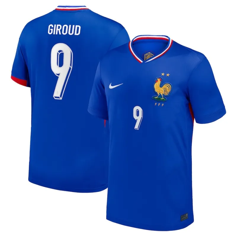 The home jersey of the French national team worn by Olivier Giroud in 2024/25 - Blue.