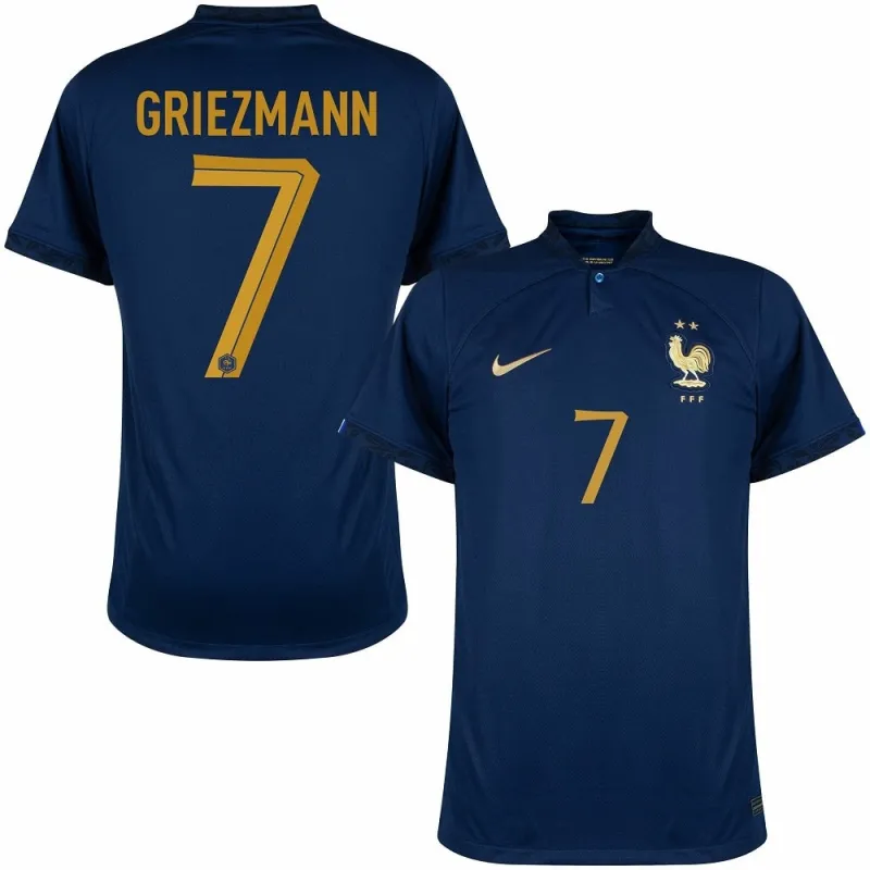 Le maillot de l'équipe nationale de France d'Antoine Griezmann pour la Coupe du monde 2022 à domicile - Bleu