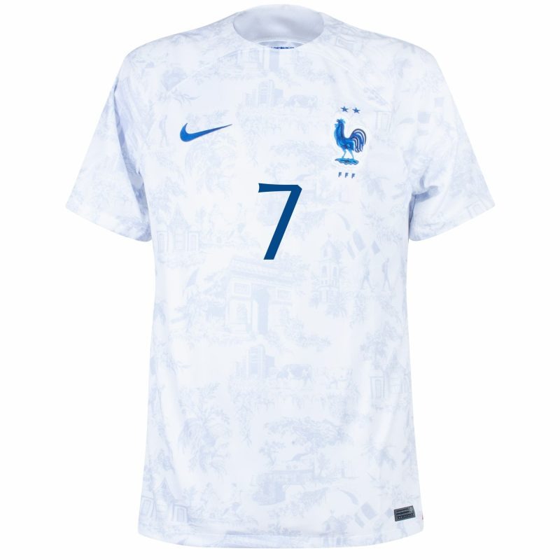 La maglia di trasferta della squadra nazionale francese di Antoine Griezmann per la Coppa del mondo 2022 - Bianca