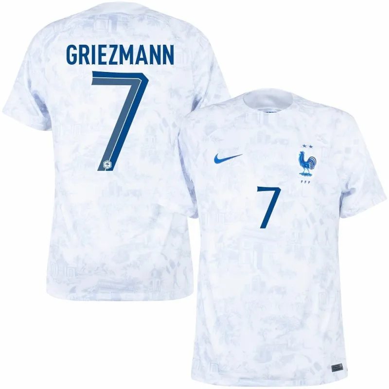 La maglia di trasferta della squadra nazionale francese di Antoine Griezmann per la Coppa del mondo 2022 - Bianca
