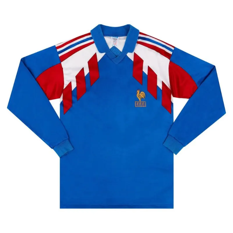 The retro long-sleeved home jersey of the French national team from 1990 to 1992 - Blue