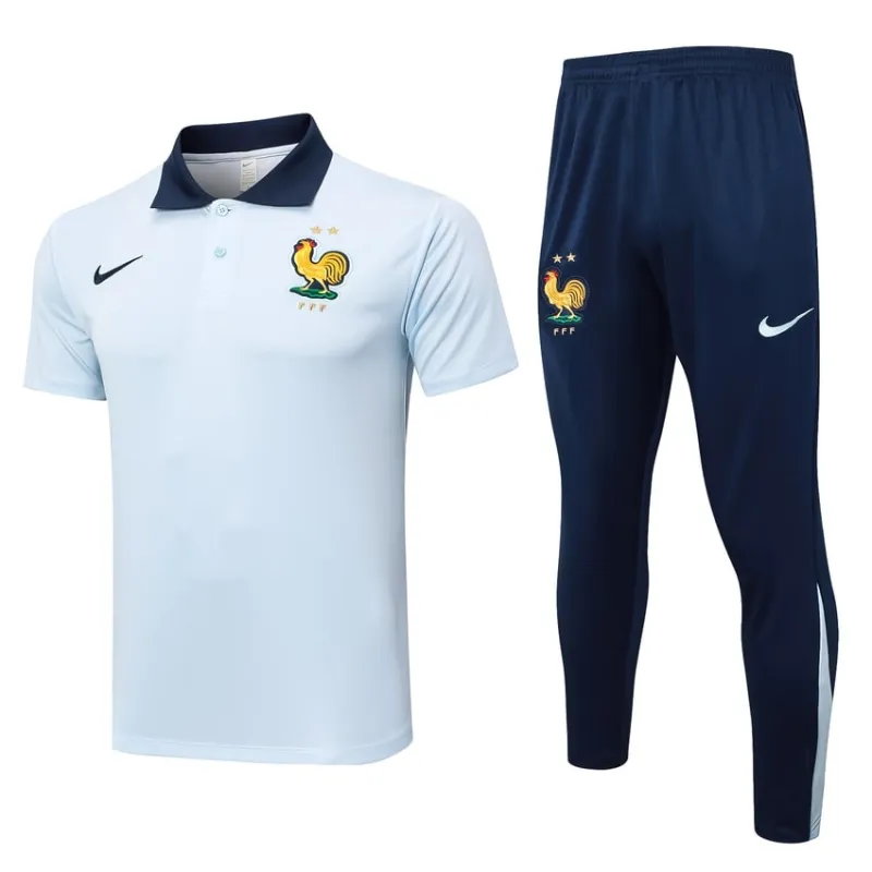 Traje de entrenamiento POLO 2024/25 de la selección nacional francesa + pantalones - blanco