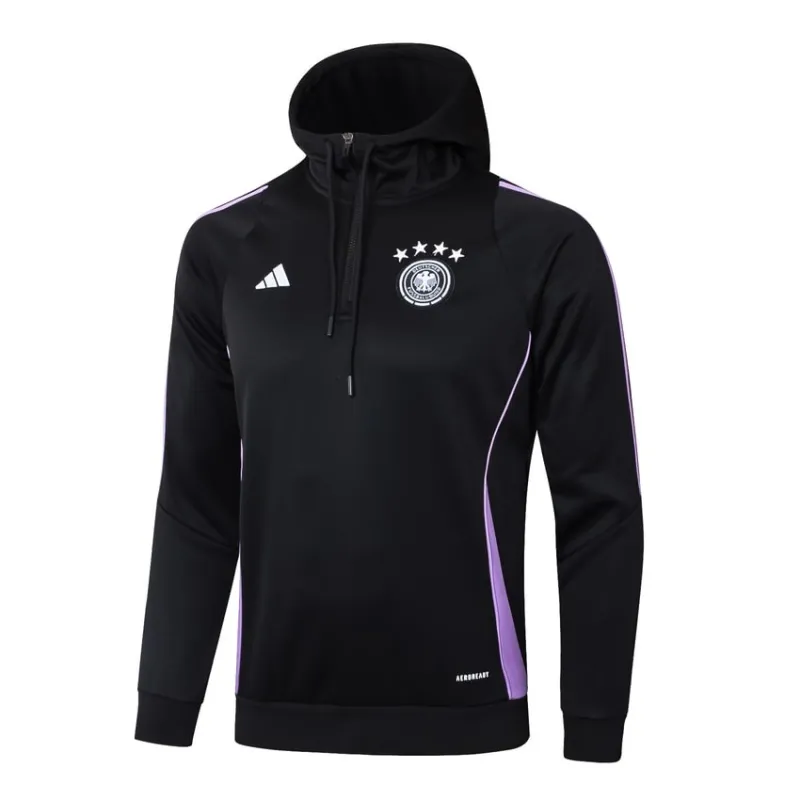Vêtements de sport avec capuche + pantalons de l'Allemagne 2024/25 - Noir
