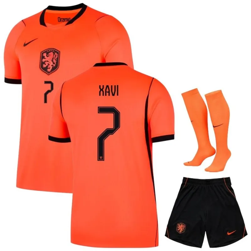 Netherlands XAVI 2026/27 Home Kids Kit Orange