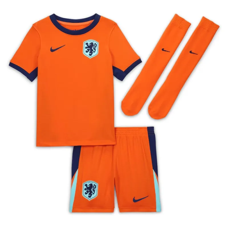 The Netherlands' 2024/25 home kids' football jersey set - orange