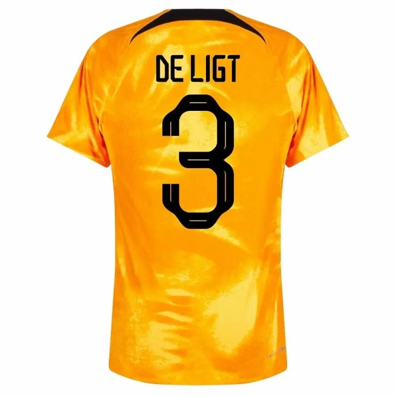 De Ligt's Netherlands' 2022 FIFA World Cup home football jersey - orange