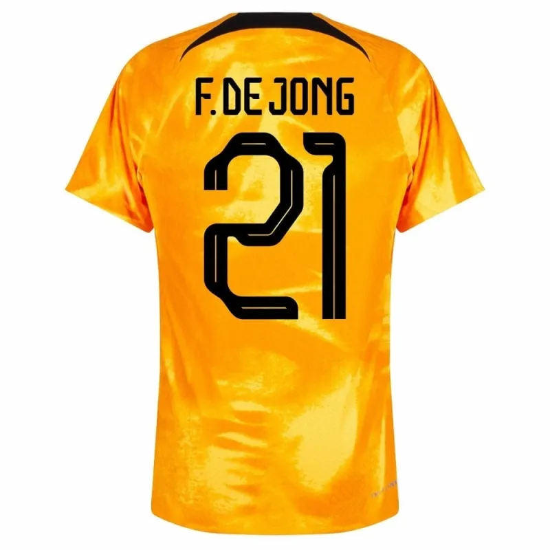 De Jong's Netherlands 2022 FIFA World Cup home football jersey - orange