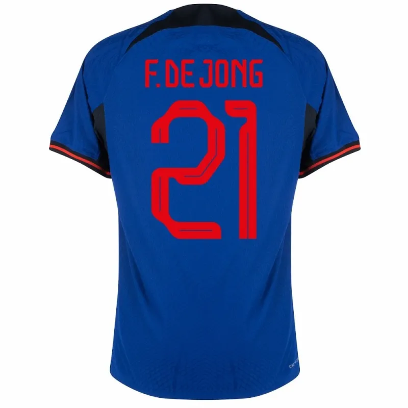 Frenkie de Jong's Netherlands 2022 FIFA World Cup away football jersey - blue