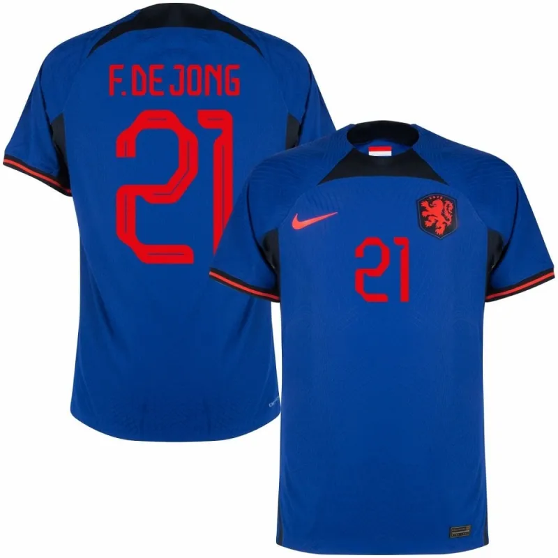 Frenkie de Jong's Netherlands 2022 FIFA World Cup away football jersey - blue