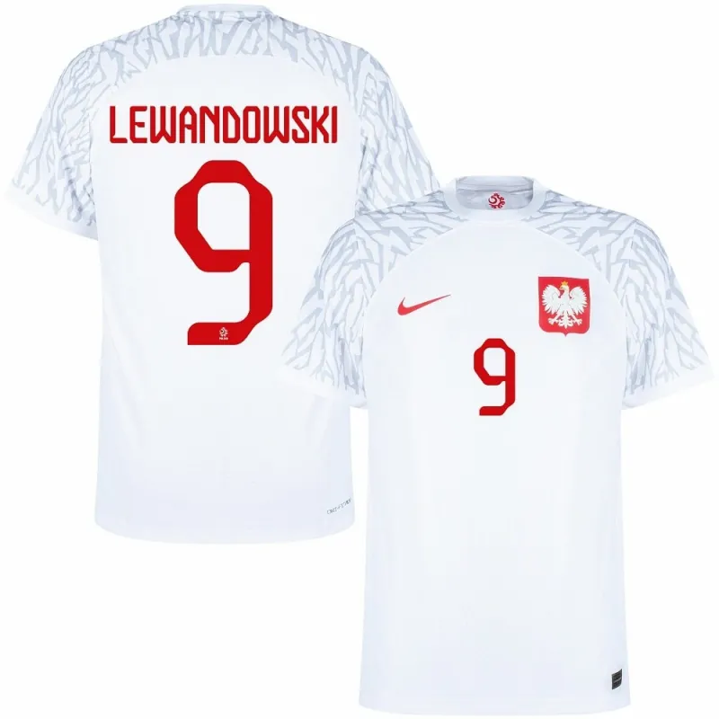Lewandowski, maglia di casa della Polonia per la Coppa del mondo 2022 - Bianca