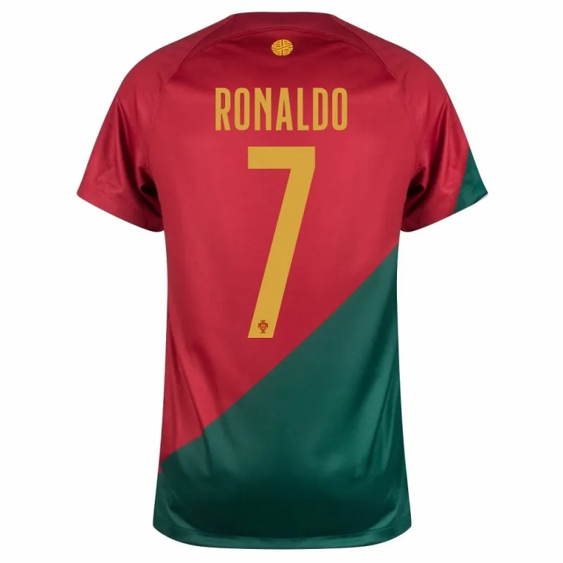 Conjunto de camisetas infantiles de campo de la Copa del Mundo 2022 de Portugal de Ronaldo - Rojo y Verde