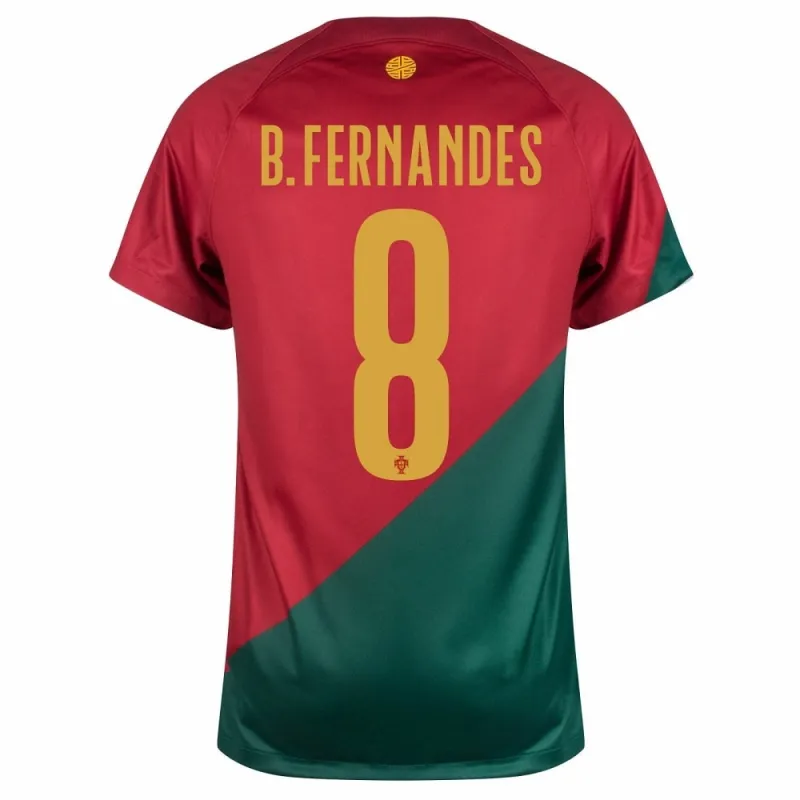 Bruno Fernandes' Portugal 2022 FIFA World Cup Home Jersey - Red and Green