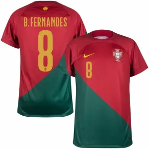 Le maillot principal de la Coupe du monde FIFA 2022 du Portugal de Bruno Fernandes - Rouge et Vert