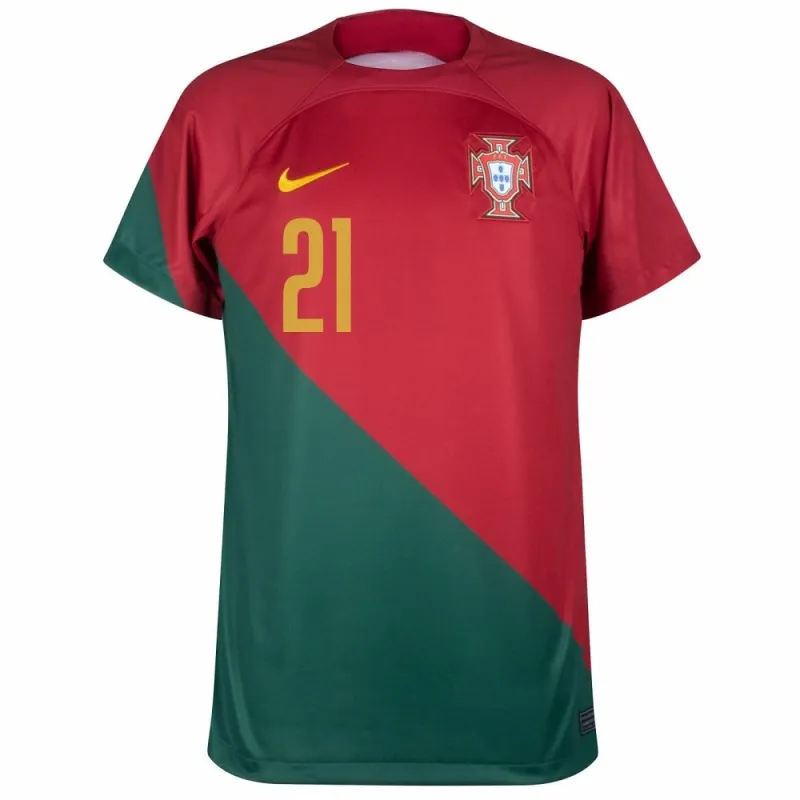 Diogo Jota's Portugal 2022 FIFA World Cup Home Jersey - Red and Green