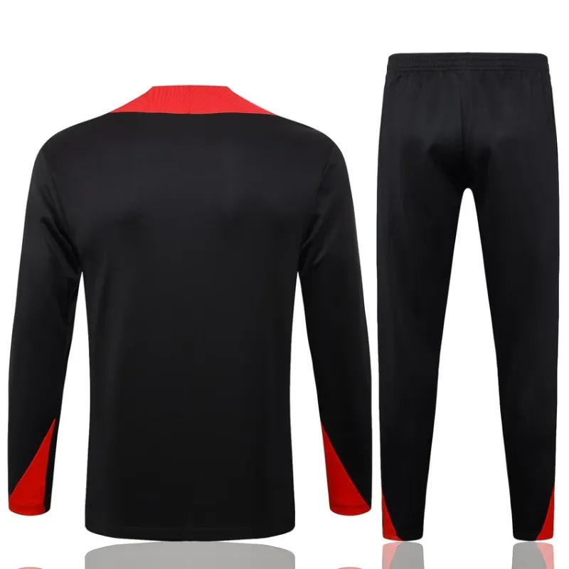 Ropa de deporte de manga larga + pantalones de Portugal 2024/25 - negro