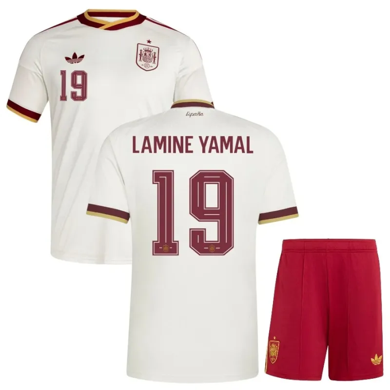 Spagna LAMINE YAMAL 2026/27 set maglia trasferta bambino bianca