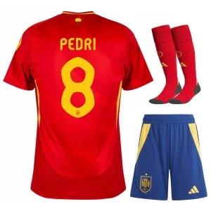 Insieme di maglia per bambini della Spagna di Pedro 2024/25 - Rossa