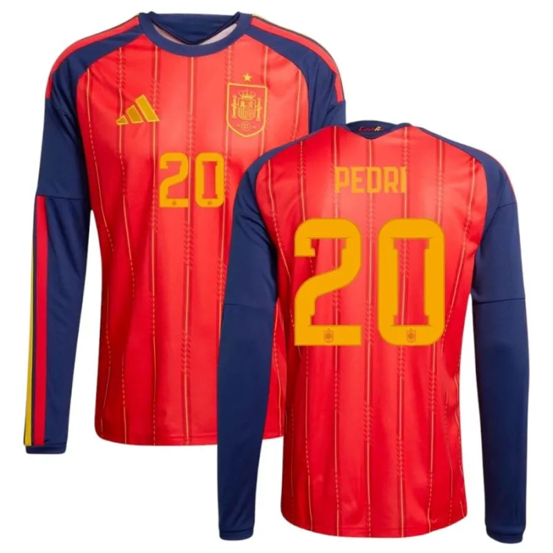 Spain PEDRI 2026/27 Home Long Sleeve Jersey - Red