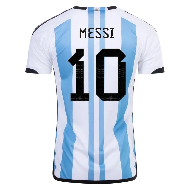 Messi Argentina 2022/23 3 Stars Home Kids Kit - Sky Blue