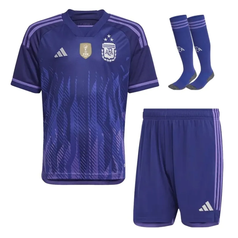Argentinien 2022/23 3 Sterne Auswärts Kinder Trikotset - Himmelblau