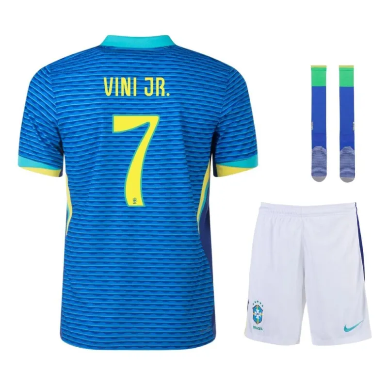 VINI JR Brazil 2024/25 Away Kids Fan Edition Kit - Blue