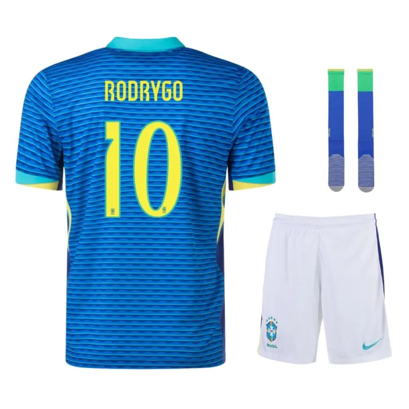 RODRIGO Brazil 2024/25 Away Kids Fan Edition Kit - Blue