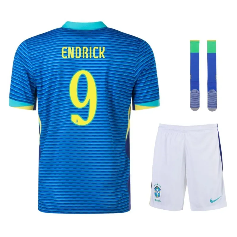 ENDRICK Brésil 2024-25 Extérieur Enfant Complet Supporter - Bleu