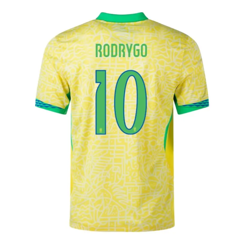 Rodrygo, Brazil 2024/25 Home Jersey, Fan Version, Yellow