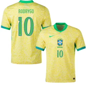 Rodrygo, Brazil 2024/25 Home Jersey, Fan Version, Yellow