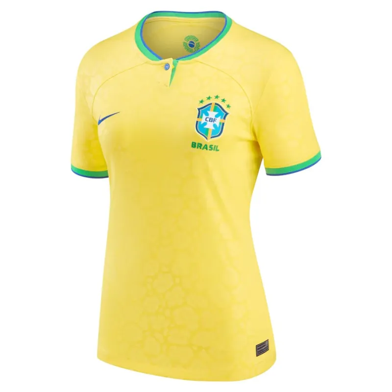 Camiseta de hincha femenina del Brasil para la Copa Mundial 2022 (Camiseta local, Amarilla)