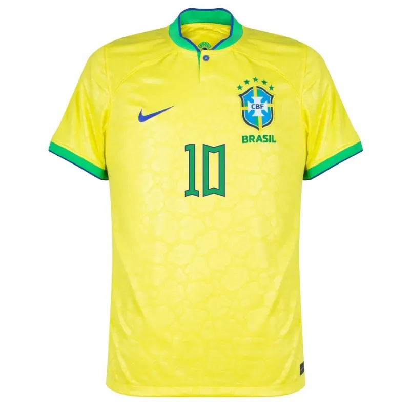 Maillot de domicile pour enfants du Brésil lors de la Coupe du monde 2022 avec le nom de Neymar Jr (Jaune)