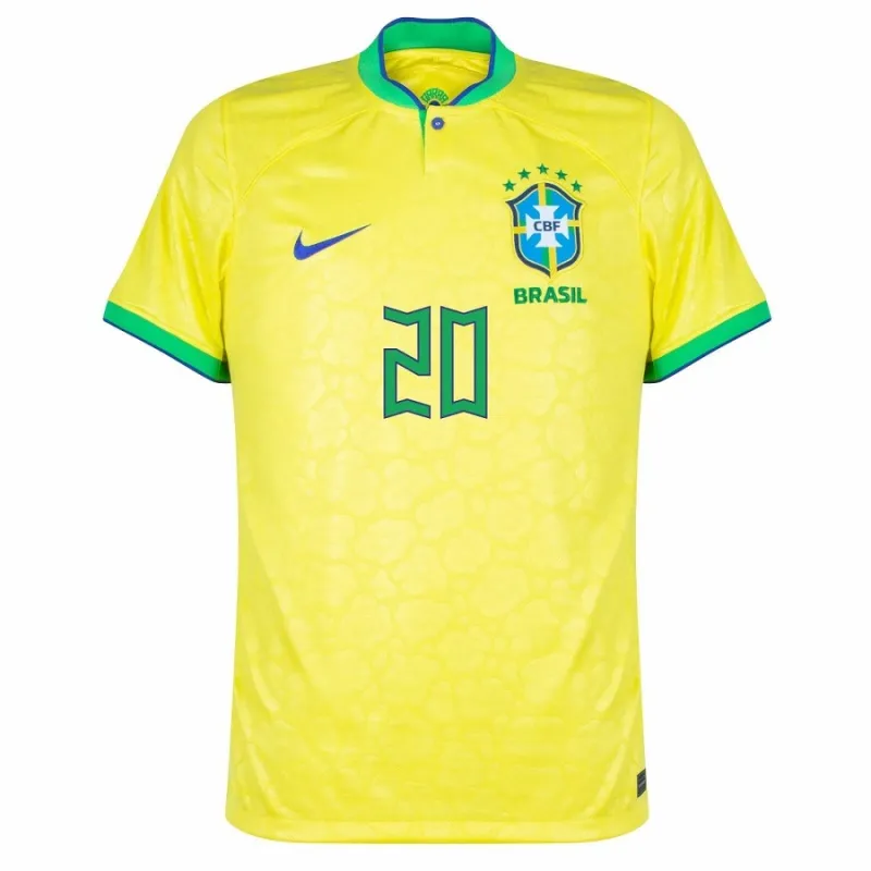 VINI JR, Maillot de supporter du Brésil pour la Coupe du monde 2022 (Maillot domicile, Jaune)
