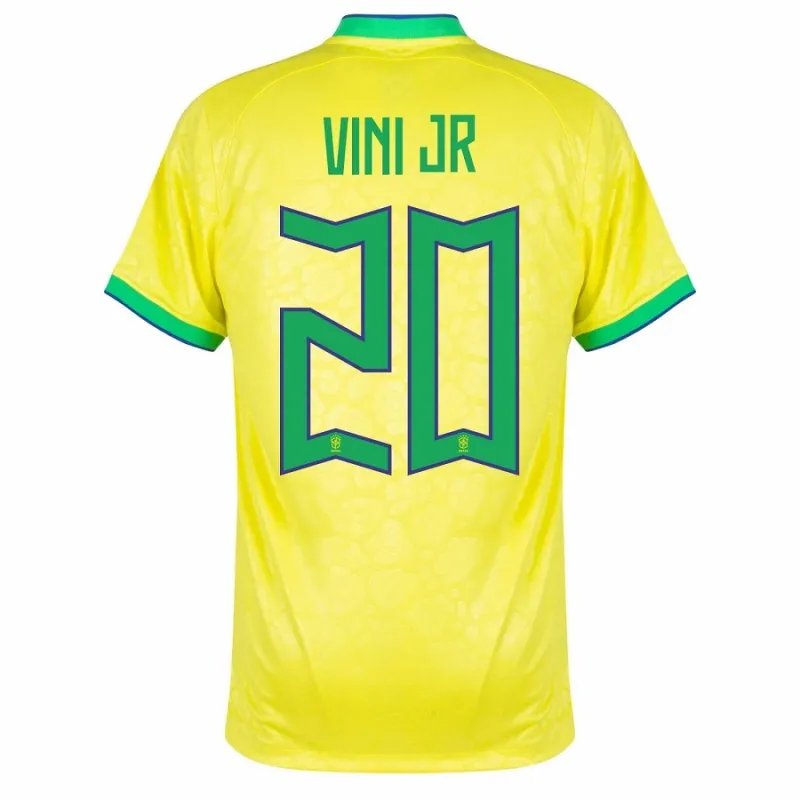 VINI JR, Maillot de supporter du Brésil pour la Coupe du monde 2022 (Maillot domicile, Jaune)