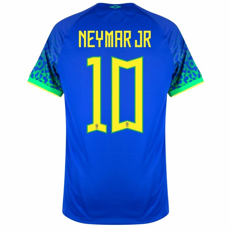 Neymar JR, Camiseta de hincha del Brasil para la Copa Mundial 2022 (Camiseta de visita, Azul)