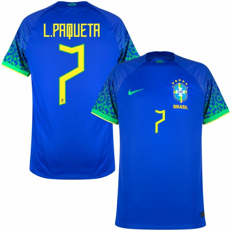 L. Paqueta, Brasilien 2022 Weltmeisterschaft Auswärtsfans-Trikot (Blau)