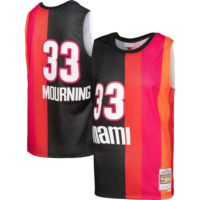 Maglia Alonzo Mourning Miami Heat Mitchell & Ness Hardwood Classics 2005/06 Split Swingman