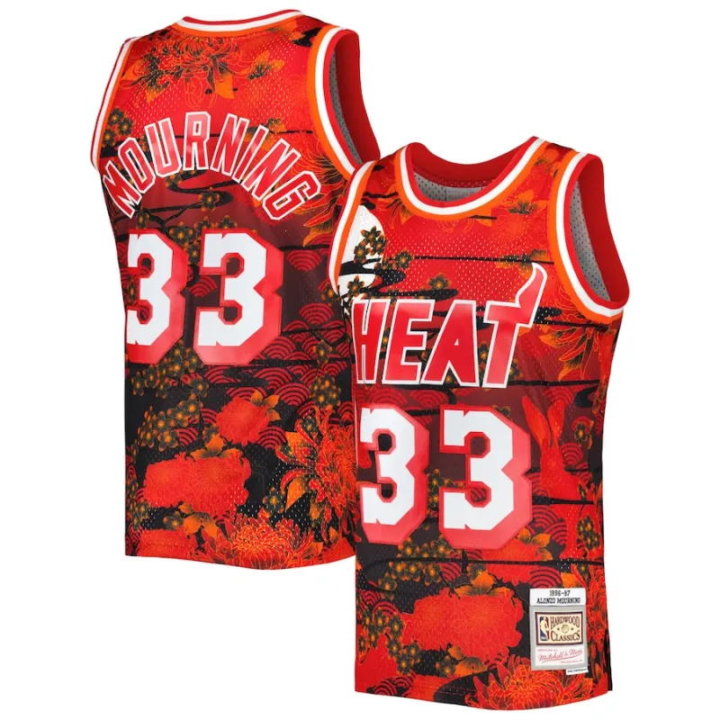 Alonzo Mourning Miami Heat Mitchell & Ness 1996/97 Hardwood Classics Lunar New Year Jersey