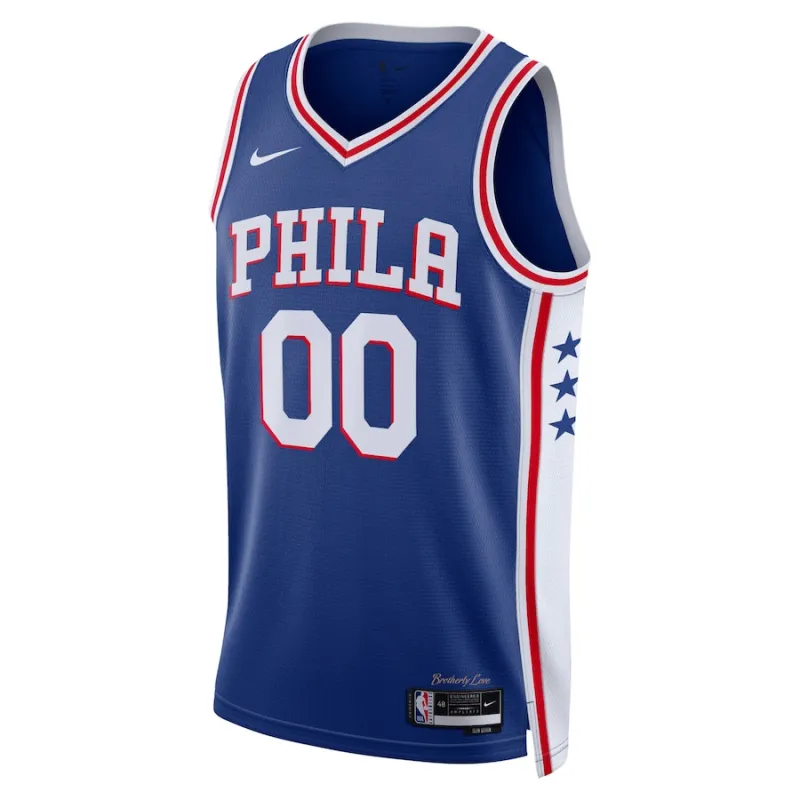 Philadelphia 76ers Maglia personalizzata Swingman della stagione 2022/2023 unisex, Edizione Regale - Edizione icona - Blu