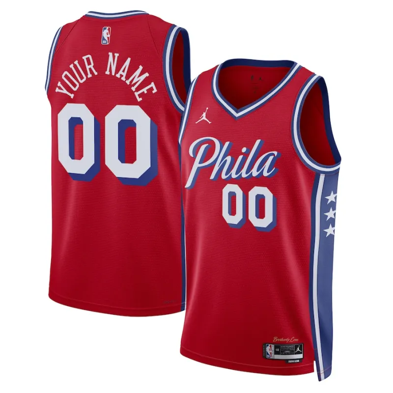 Philadelphia 76ers Jordan Brand Unisex 2022/2023 Saison Fan Angepasstes Jersey - Statement-Edition - Rot