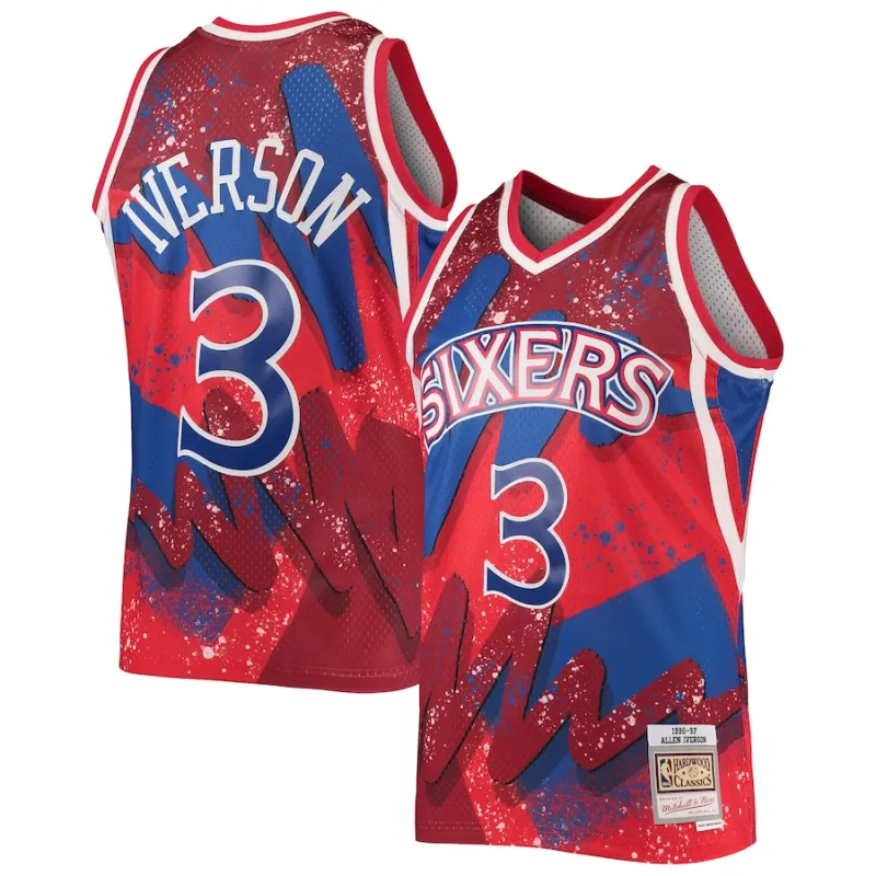 Allen Iverson Philadelphia 76ers Mitchell & Ness Camiseta Swingman Hyper Hoops de las Clásicas Hardwood 1996/1997 - Rojo
