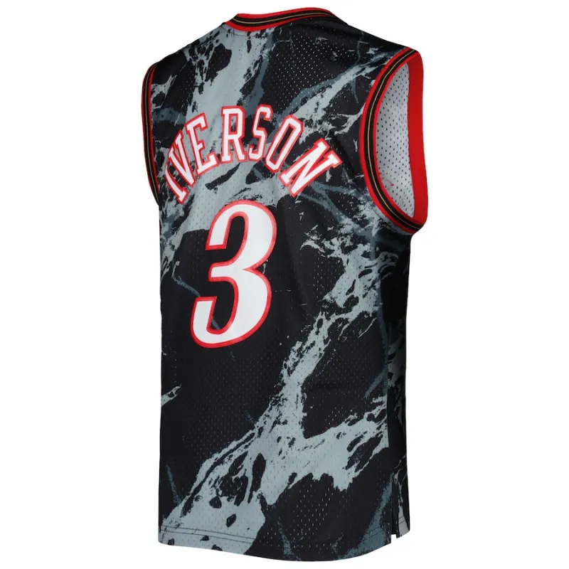 Allen Iverson Philadelphia 76ers Mitchell & Ness Camiseta Swingman Marble de las Clásicas Hardwood 2000/2001 - Negro
