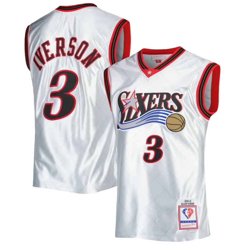 Allen Iverson Philadelphia 76ers Mitchell & Ness Hardwood Classics 2000/01 75th Anniversary Jersey