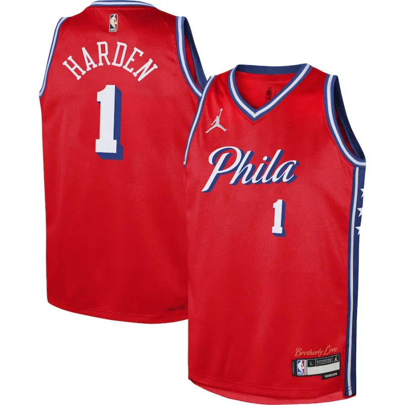 James Harden Philadelphia 76ers Marca Jordan Camiseta Swingman para Jóvenes - Edición Statement - Rojo